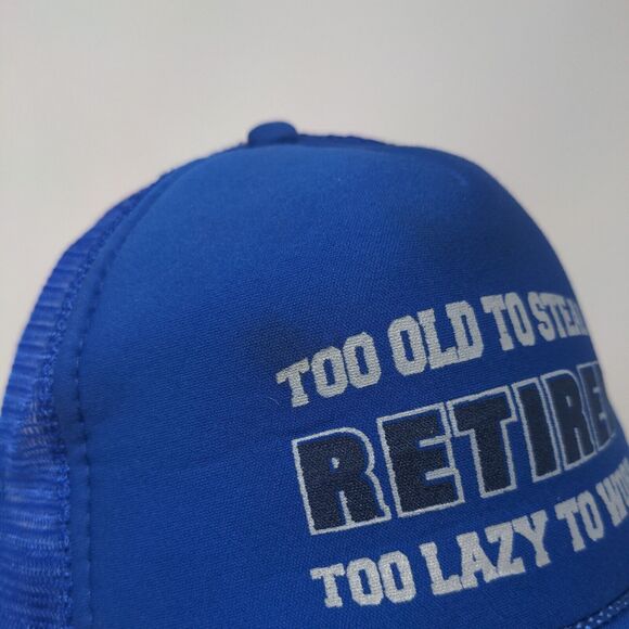 Retired Too Old To Steal Too Lazy To Work Snapback Rope Trucker Hat One Size - Picture 6 of 9